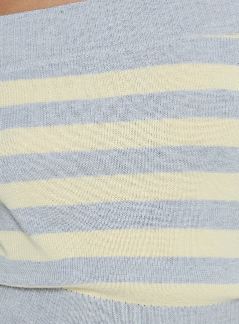 Perrey Long Sleeve Off Shoulder Top Knit Yellow / Grey Stripe