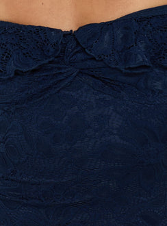 Anabeila Strapless Frill Mini Dress Navy