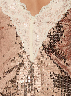 Call My Lover Lace Slip Minikleid Gold Pailletten
