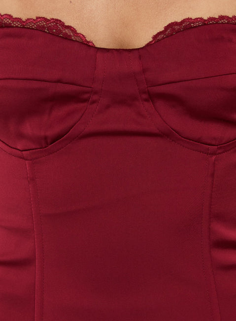 Jazzy Strapless Corset Playsuit Burgundy
