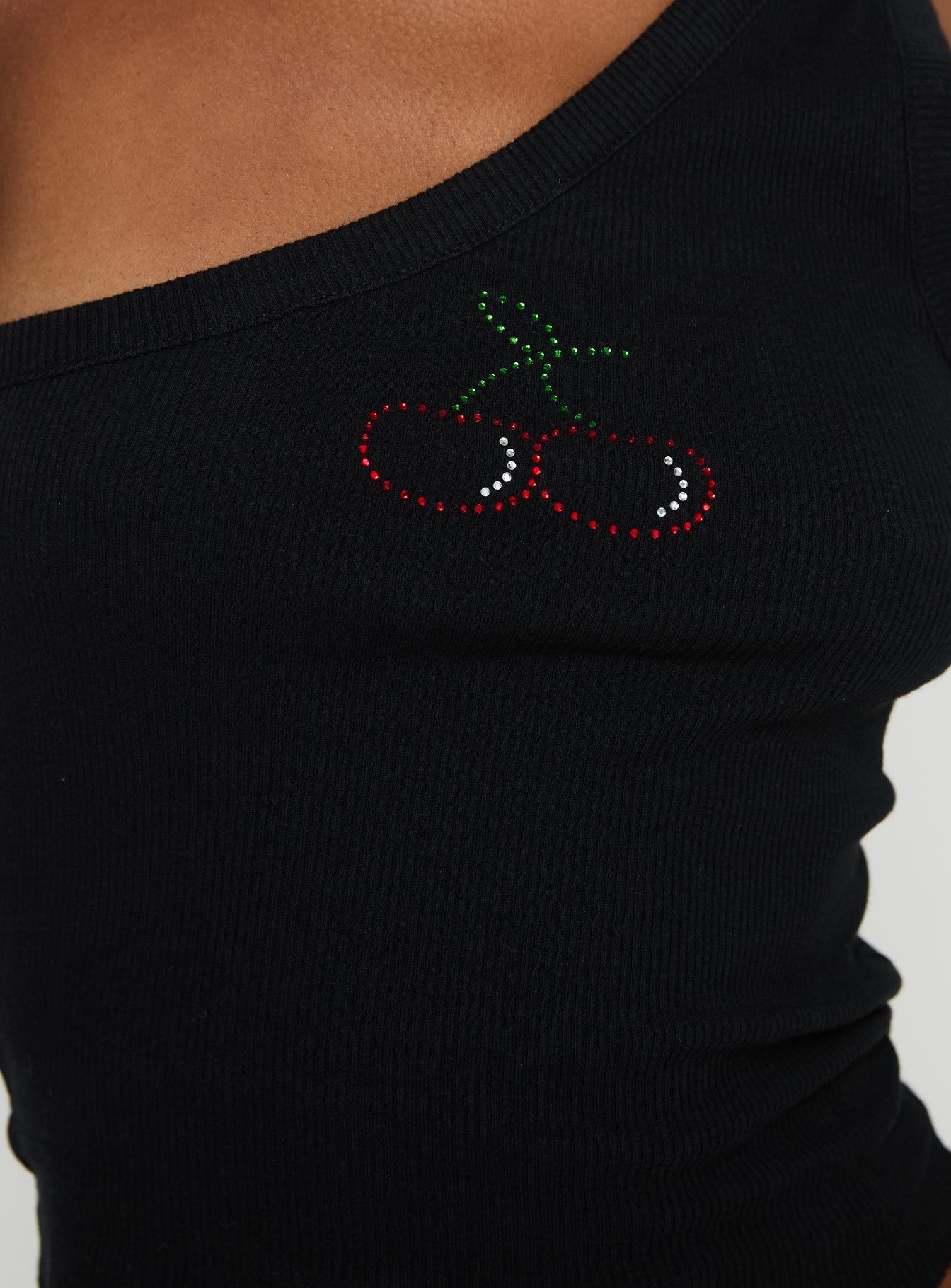 back view of model wearing Princess Polly Jase One Shoulder Top Black Sleeveless Asymmetric Neckline 