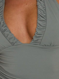 Mood Ring Ruched Halter Top Steel Grey