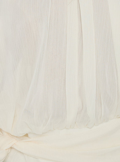 Faythe High Neck Tie Top Cream