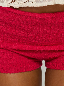 Jesa Foldover Mid Rise Mini Shorts Guava
