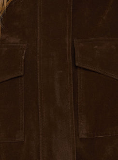 Double Life Trichterkragen-Cargojacke Schokolade