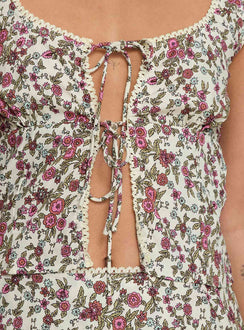 front view of model wearing Princess Polly Esau Top Multi Sleeveless Scoop Neck 