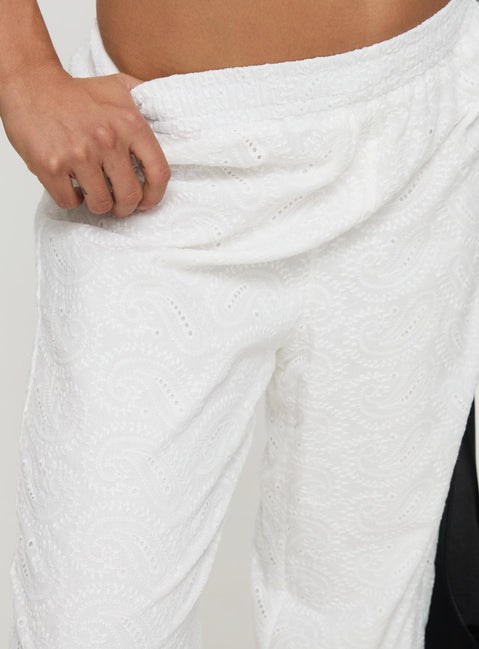 back view of model wearing Princess Polly Unfair Pants White Mid Rise 