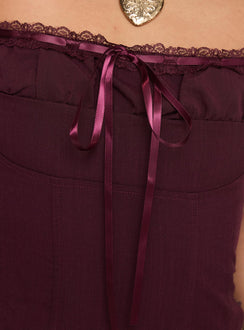 product Princess Polly Trynia Top Burgundy Sleeveless Square Neck 