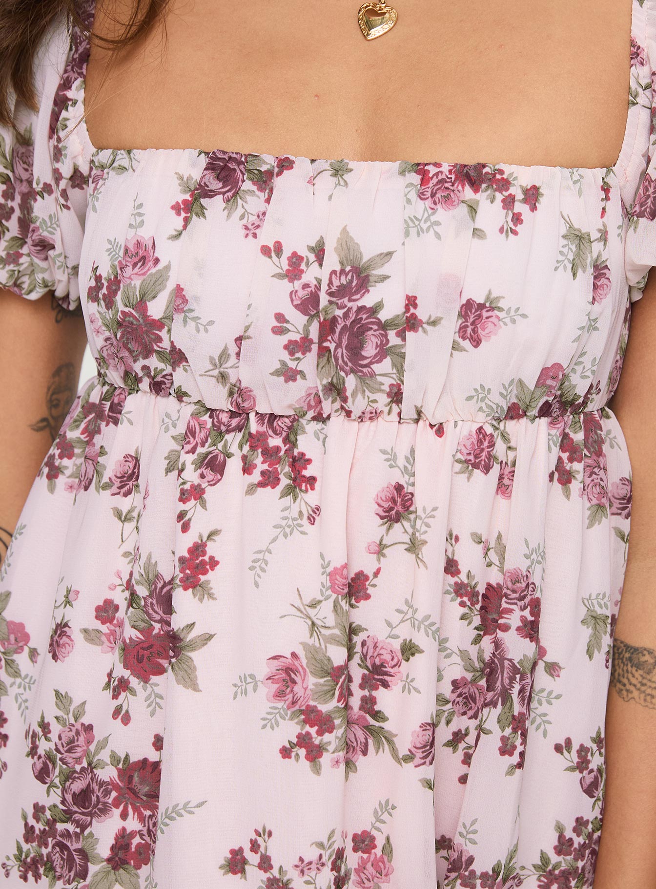 product Princess Polly Let's Dance Mini Dress Cream Floral Square Neck 