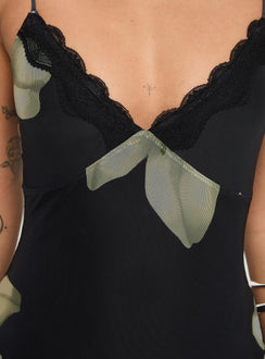 back view of model wearing Princess Polly Stardrop Maxi Dress Black Floral V-Neck 