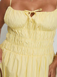 Loralei Shirred Maxi Dress Yellow Curve