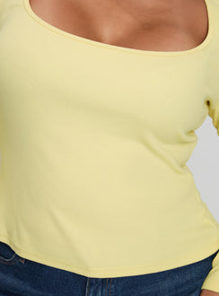 product Princess Polly Baseline Long Sleeve Top Yellow Curve Full Sleeves Scoop Neck 