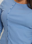 Baseline Button Up Long Sleeve Top Blue Curve