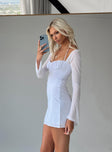 product Princess Polly Square Neck  Dyer Sheer Sleeve Mini Dress White Tall