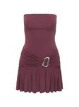 Love Lingers Strapless Mini Dress Burgundy Petite