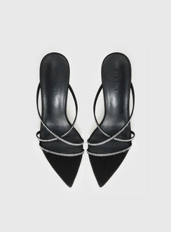Billini Effy Heels Black Satin Diamante