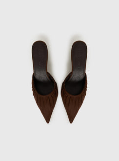 Admiration Pointed Toe Faux Suede Heels Brown