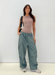 Front view of model wearing  front Princess Polly High Waisted Pants  Utility Pants Slate