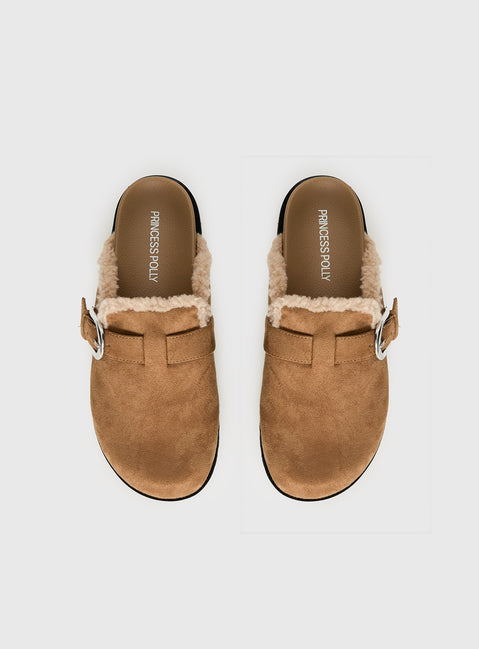 Raxton Faux Suede Clogs Brown