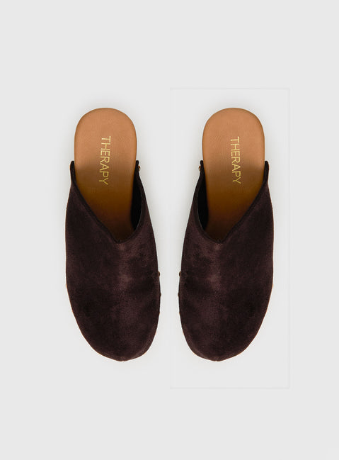 Therapy Banks Platform Clog Heels Brown