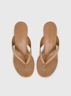 Kamiko Wedged Heels Tan Faux Suede