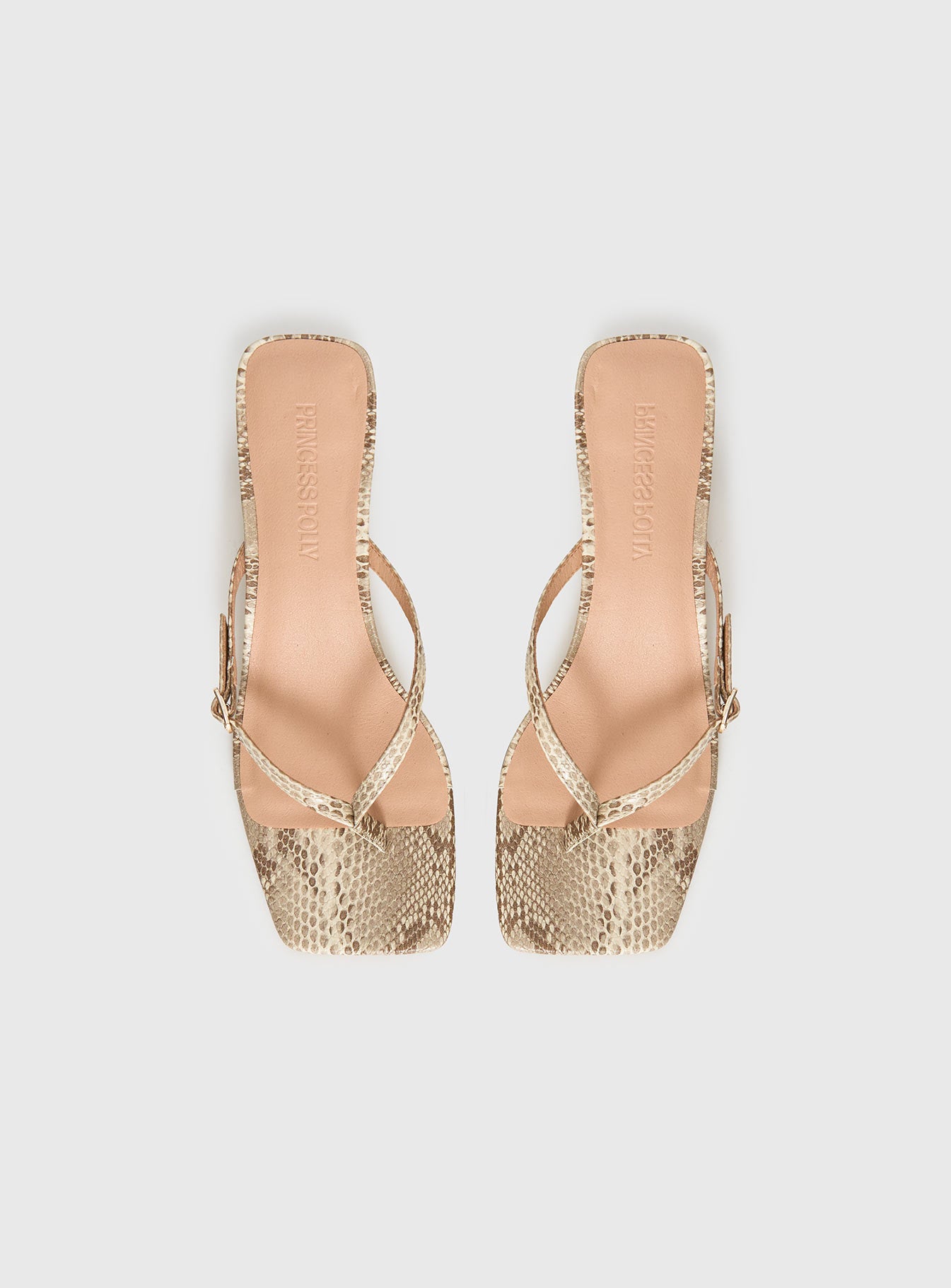 Veyla Square Toe Thong Heels Snake