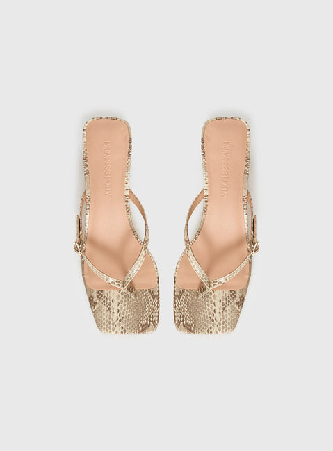 Veyla Square Toe Thong Heels Snake