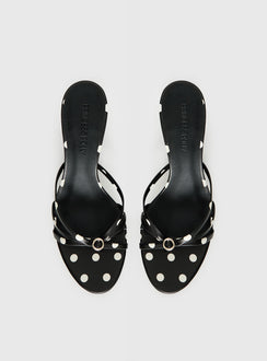 For The Rush Kitten Heels Black Polka