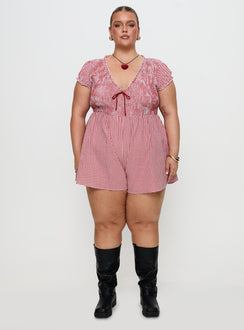 Wescott Gingham Playsuit Red / White Curve