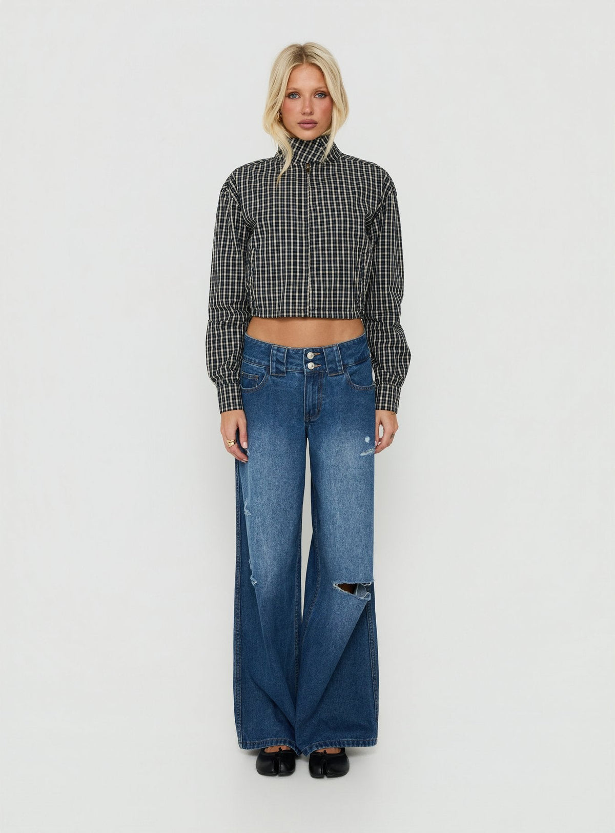 Aura Jacket Navy / Lemon Plaid
