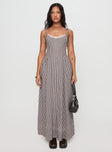 Dalanie Tie Strap Maxi Dress Brown Gingham