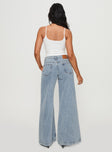 back view of model wearing Princess Polly Toby Low Ultra Baggy Jean Light Wash Mid Rise 