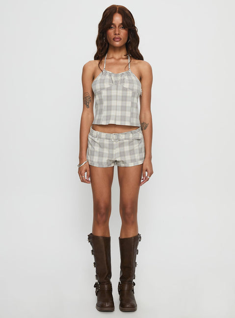 Afterglow Mini Shorts Smoke Plaid