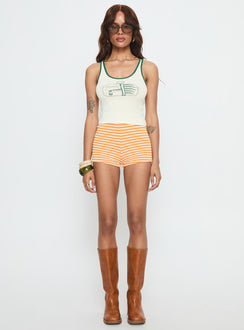 Sardina Contrast Trim Tank Top Cream / Green