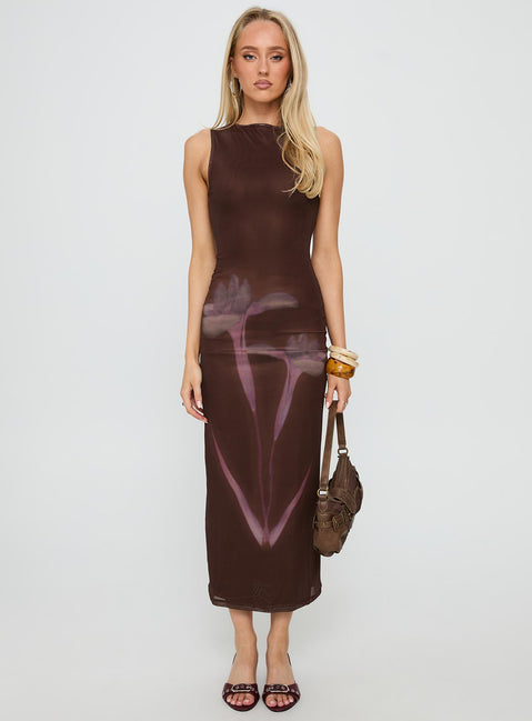 Fayola Maxi Dress Floral Brown