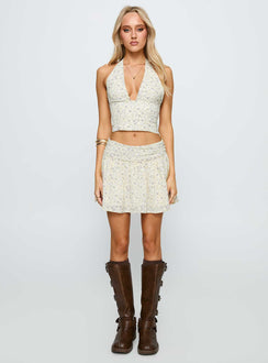 Away We Go Halter Set Yellow Floral