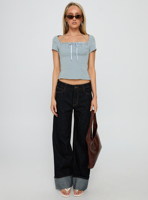 Trynia Short Sleeve Top Blue