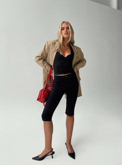 front view of model wearing Princess Polly Gisella Pants Black High Waisted Pants 