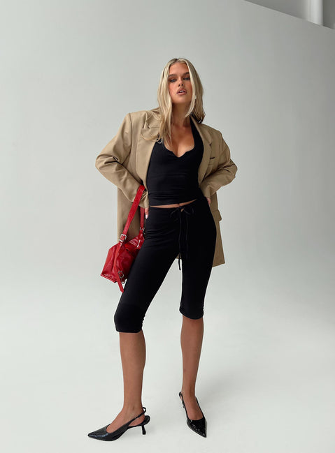 front view of model wearing Princess Polly Gisella Pants Black High Waisted Pants 