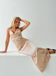 front view of model wearing Princess Polly Dubois Maxi Dress Champagne Cowl Neck 