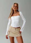 White Long sleeve top Flared sleeves, halter neck detail, invisible zip fastening at side