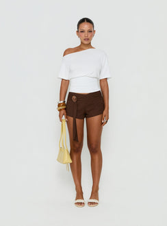 Florana Belted Mini Shorts Chocolate