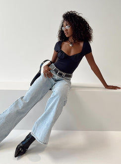 product Princess Polly Short Sleeves Sweetheart  Mesha Bodysuit Black