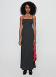 front view of model wearing Princess Polly Pansotti Maxi Dress Black Square Neck 