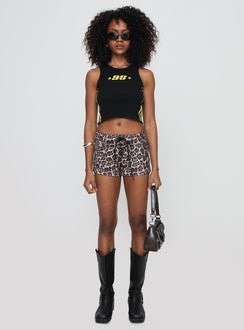 front view of model wearing Princess Polly Sports 95 Tank Black Sleeveless Crew Neck 