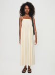 front view of model wearing Princess Polly Frankye Maxi Dress Cream Square Neck 