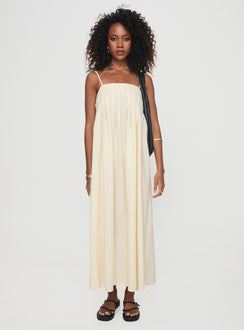 front view of model wearing Princess Polly Frankye Maxi Dress Cream Square Neck 