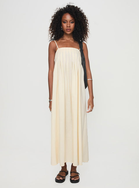 front view of model wearing Princess Polly Frankye Maxi Dress Cream Square Neck 