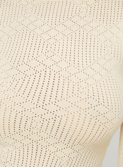 product Princess Polly Carouso Long Sleeve Bodysuit Cream Full Sleeves Crew Neck 