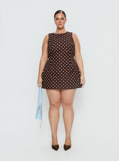 Yumiko Romper Brown Polka Curve